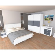 Dormitor Milano cu Pat Alb 140x200 cm Dormitor Milano cu Pat Alb 140x200 cm